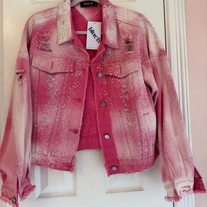 Pink embellished eye catching washed out Jacket . NEW WITH TAG